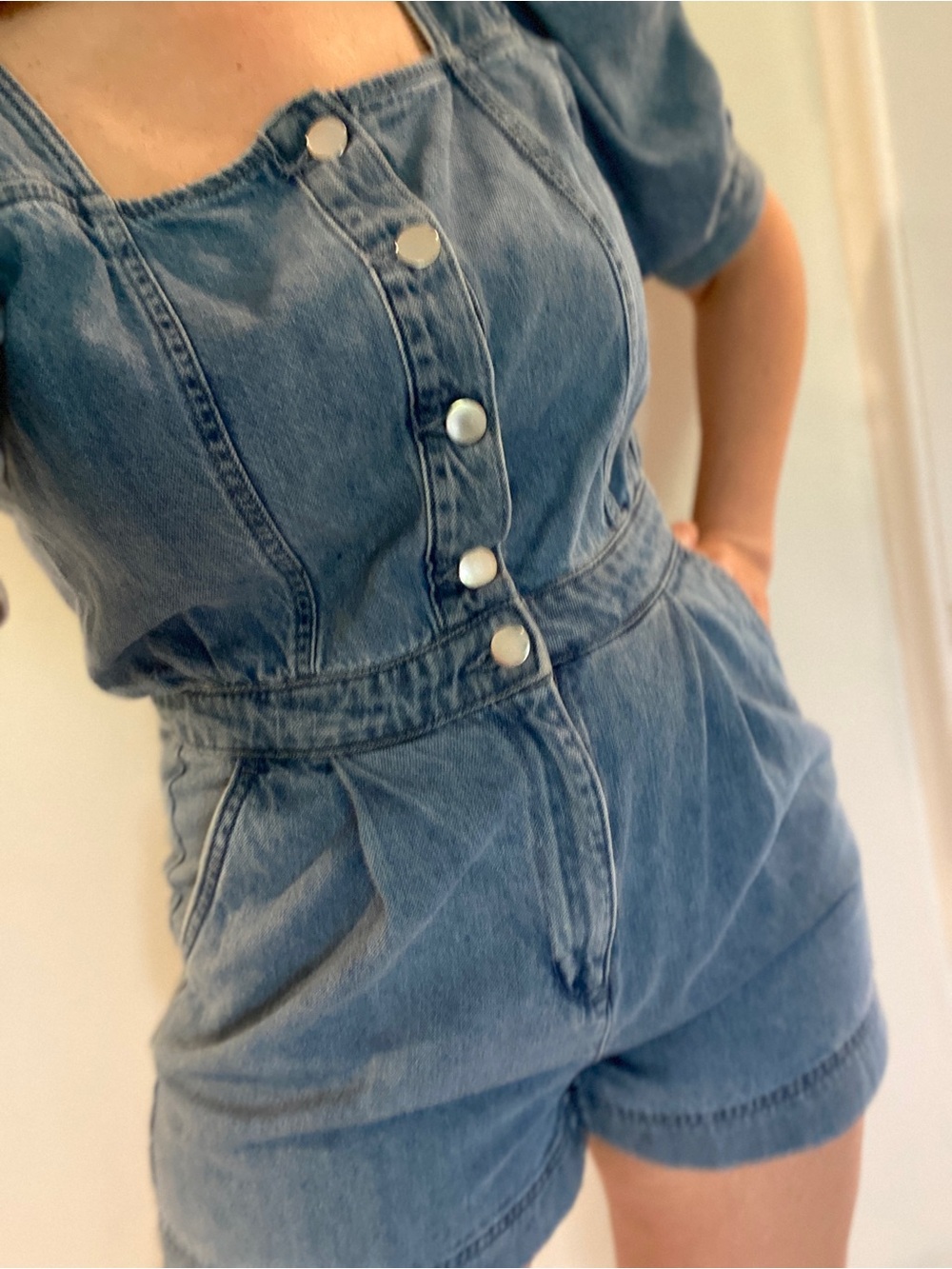 H&M Light Blue Denim Romper with Button Front - Picture 2 of 9